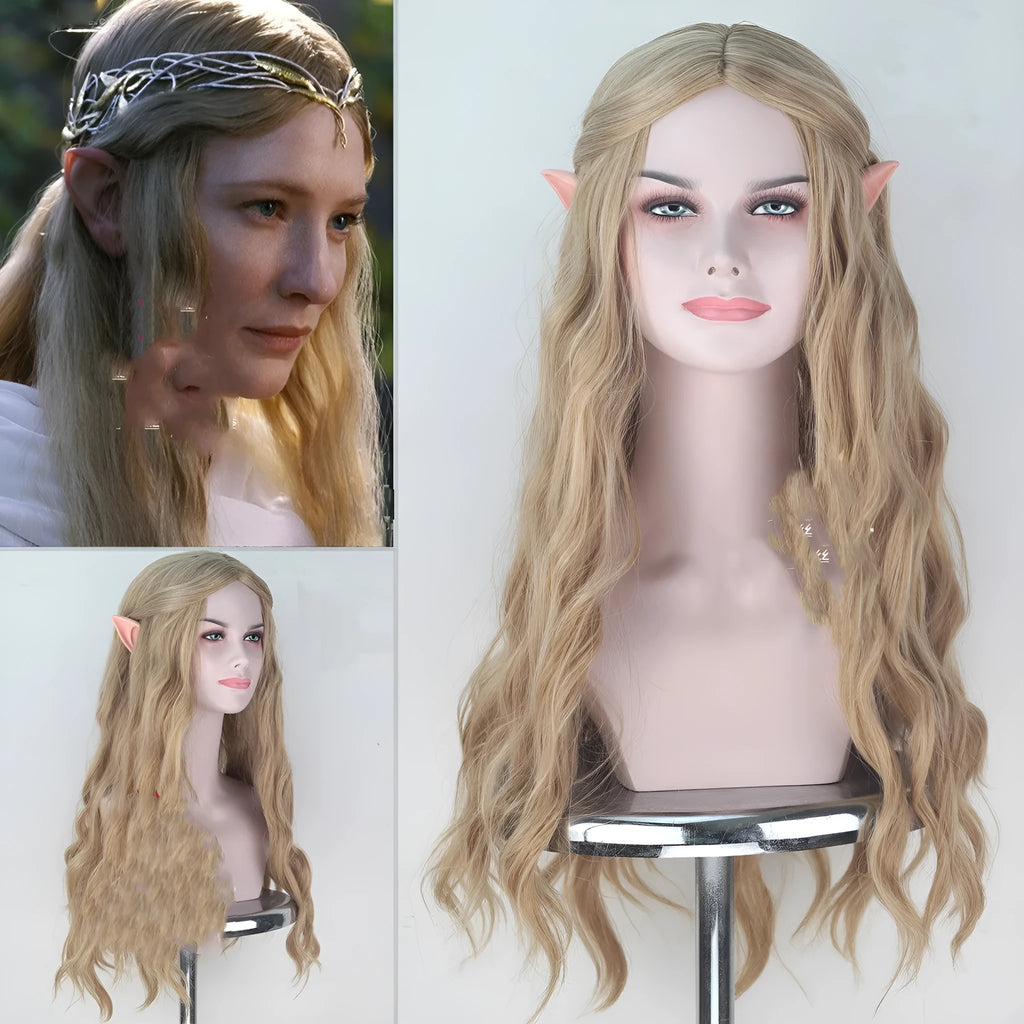 Hobbit Elf Queen Kellantril cosplay wig with ears, long 70cm anime wig in picture colour