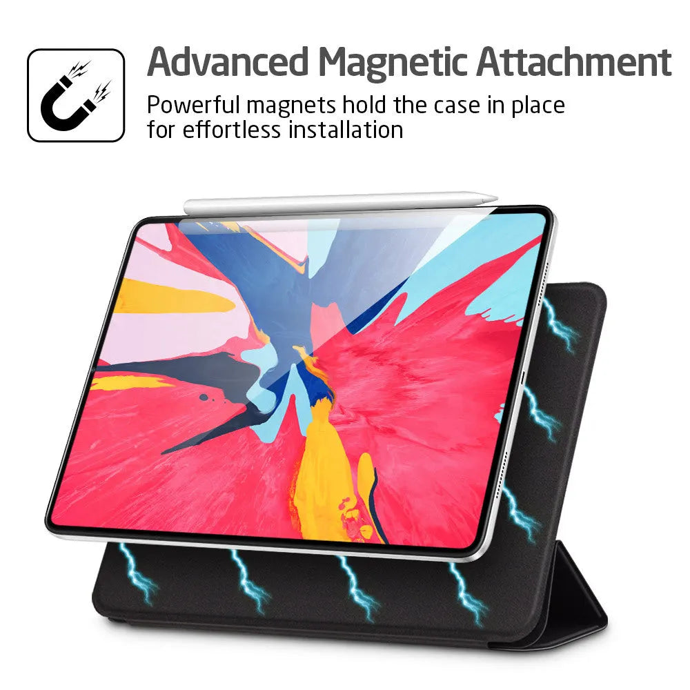 Magnetic smart case for iPad Pro 11-inch 2018 in black with trifold stand and open side for Apple Pencil