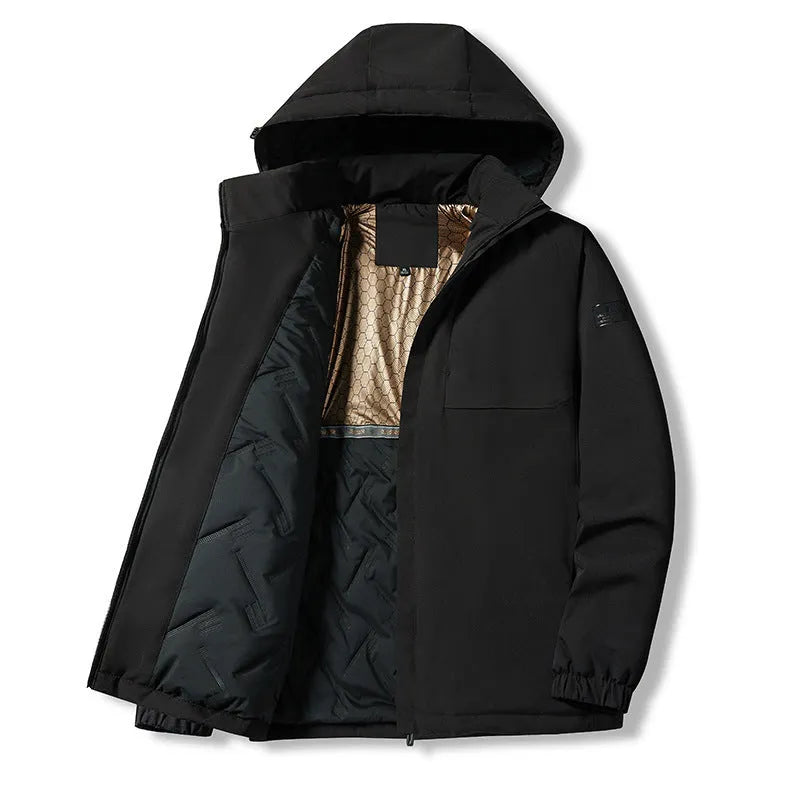 Men's temperature sensing waterproof winter jacket in extended sizes L to 6XL