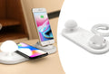 White 3 in 1 USB desktop charging dock with wireless charging pad for Apple iPhone