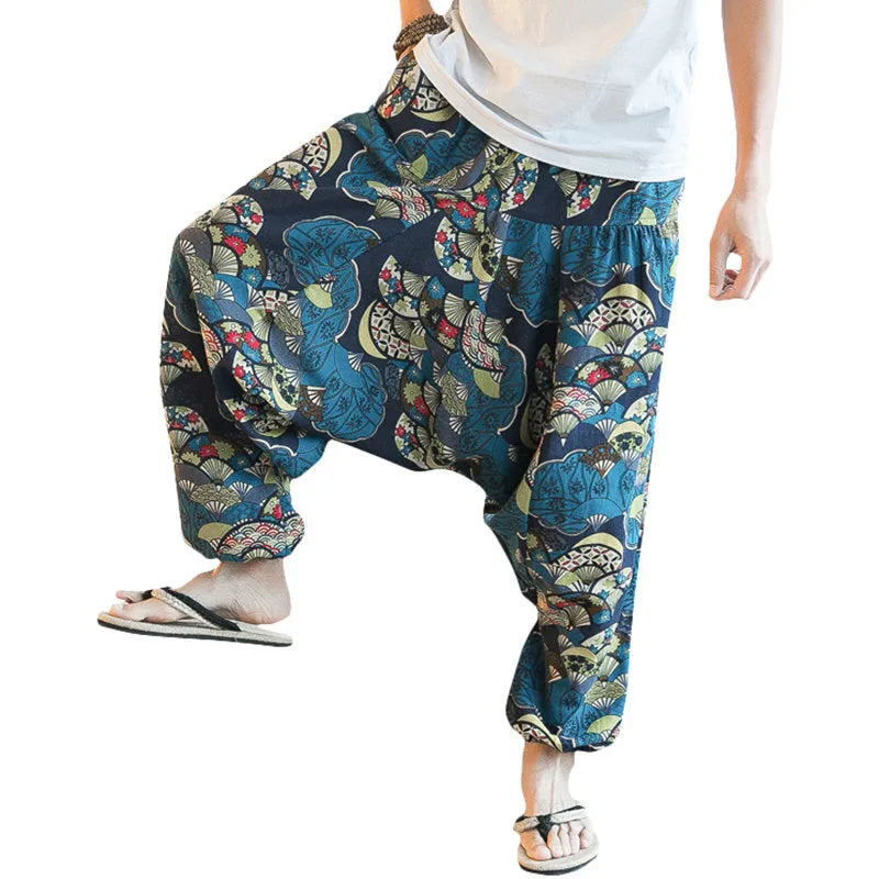 Konsiko 100% cotton harem trousers loose fit elastic waist in multiple colours
