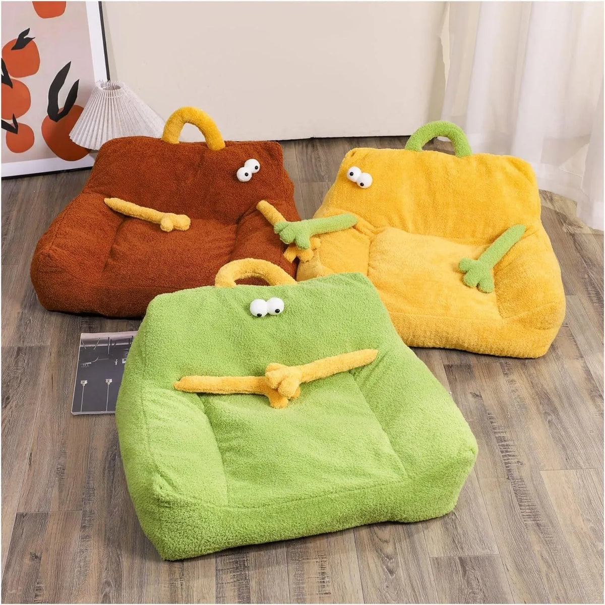 Multi-colour cartoon pet nest in coffee colour, sofa style for small cats and dogs