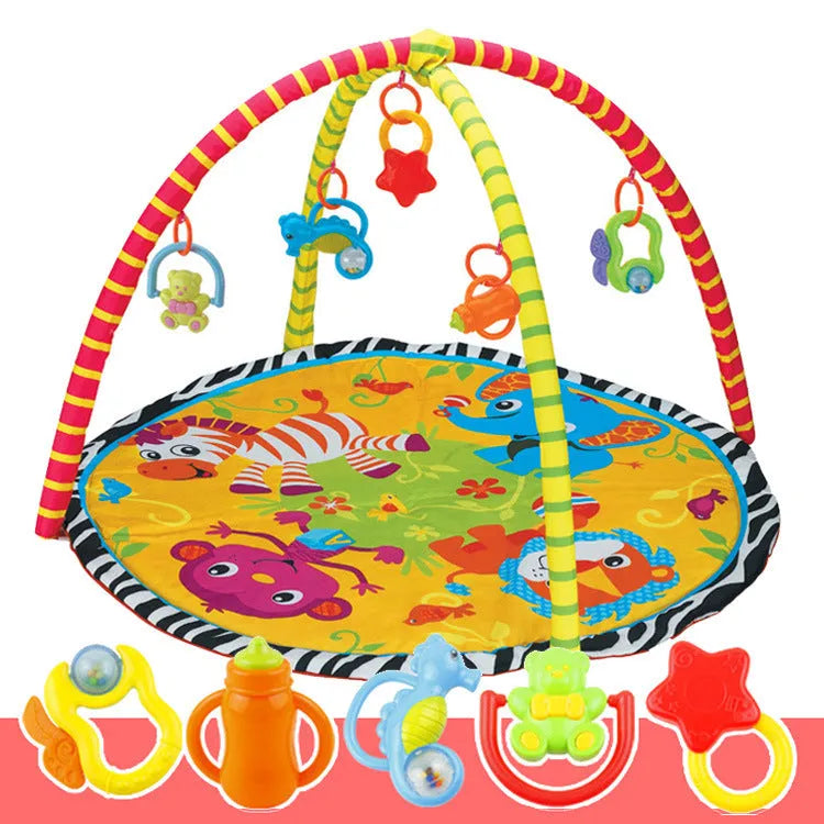 Velvet baby gymnastics game blanket with animal pattern for ability training.