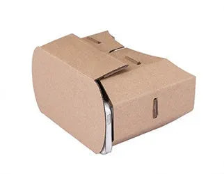 Cardboard virtual reality glasses for smartphones with photo colour design.