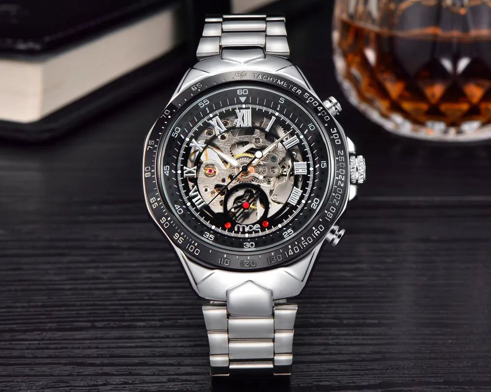 Men's MCE mechanical watch with explosion-proof case in one of four colour options.