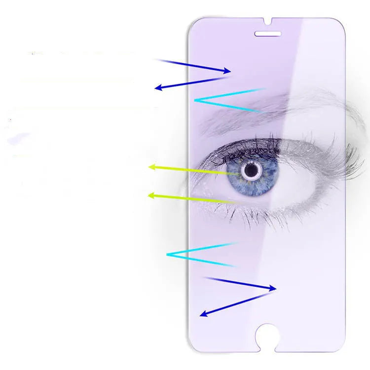 Violet light tempered glass screen protector for Vivo mobile phones on a white background.