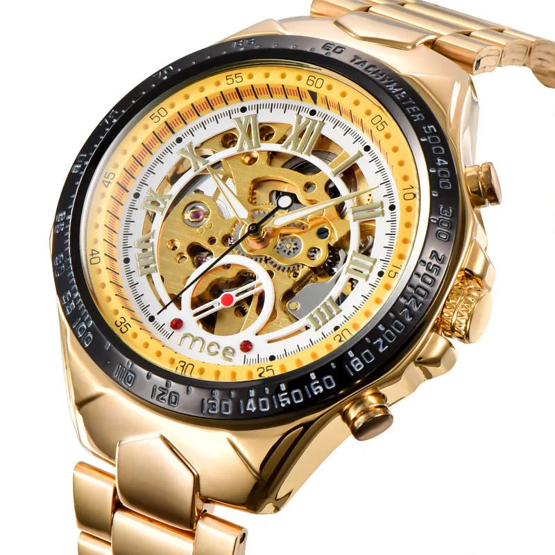 Men's MCE mechanical watch with explosion-proof case in one of four colour options.