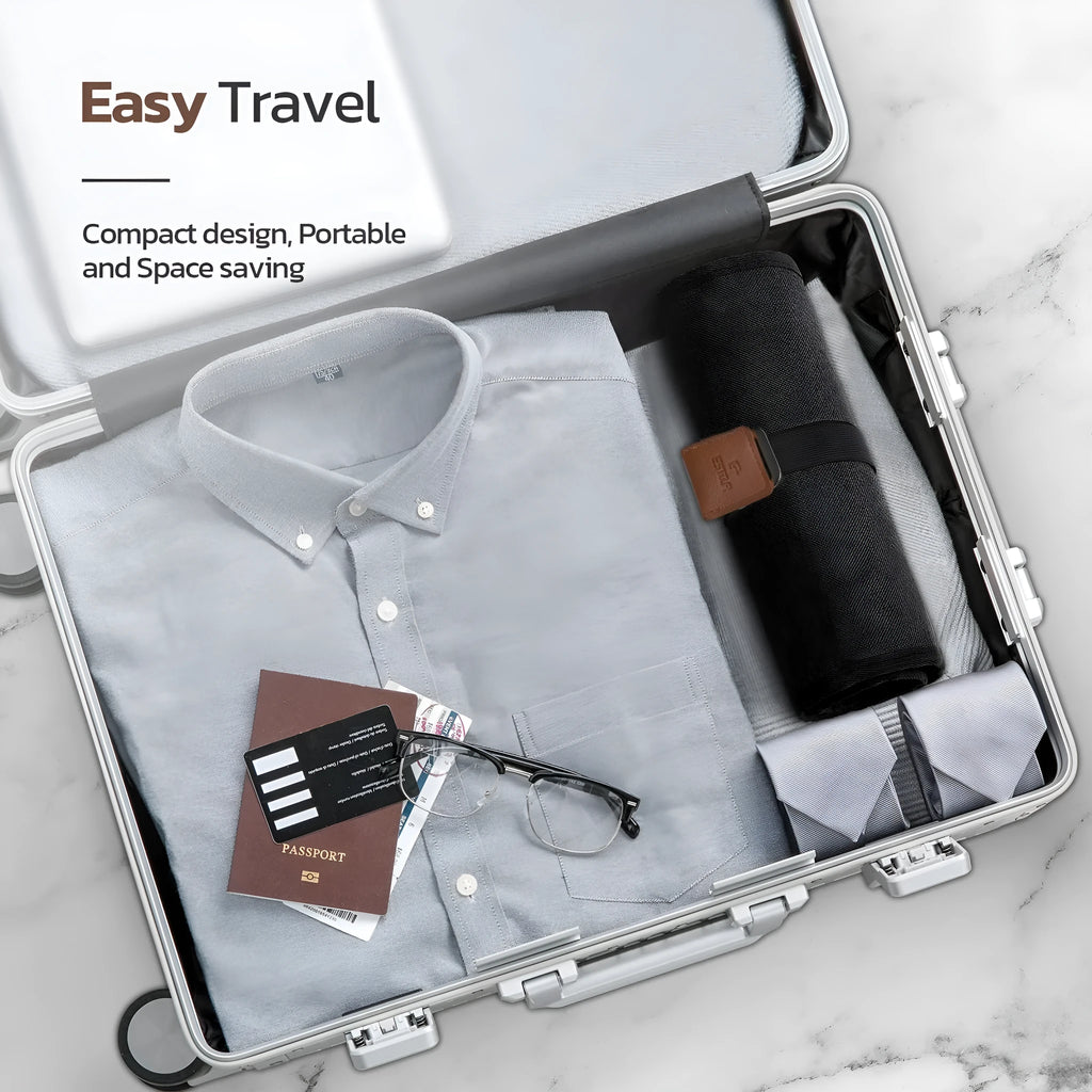Men's black reel wash bag with zip closure for travel toiletries storage