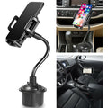 Black universal car phone holder with adjustable wings shown mounted on a car vent.