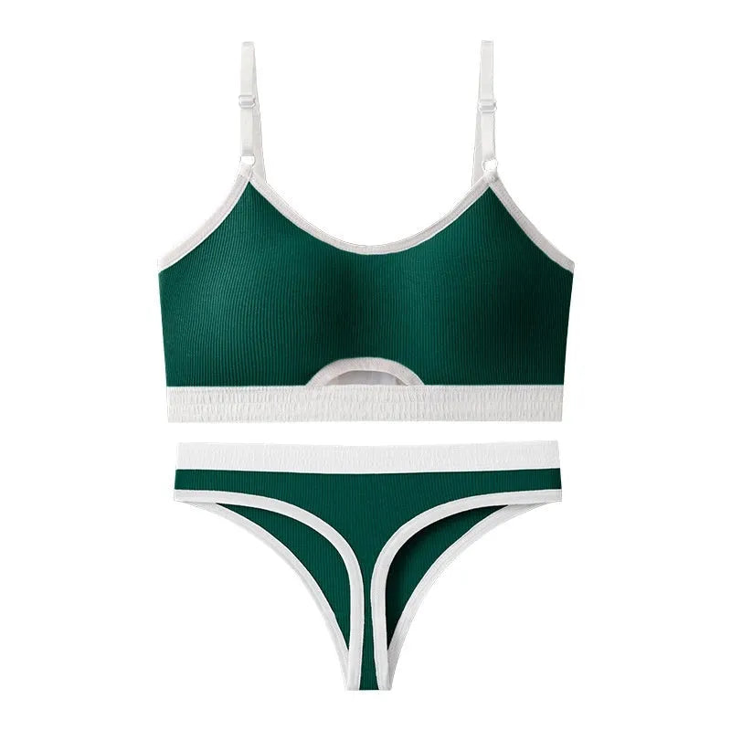 Underwired tube top sports bra set with moulded cups in black, dark grey, green, khaki, light grey and white colours