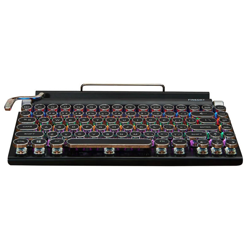 Black Dot retro typewriter mechanical keyboard with 83 keys and seven-colour backlighting