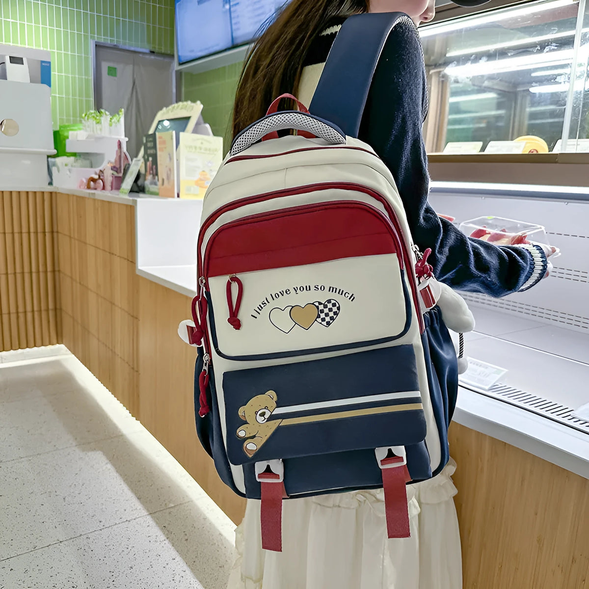 Student portable burden alleviation backpack for middle school high school girls in large capacity, available in multiple colours