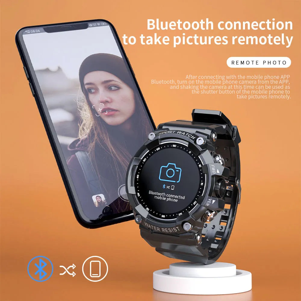 IP67 waterproof smart Bluetooth sports watch with round display on TPU strap