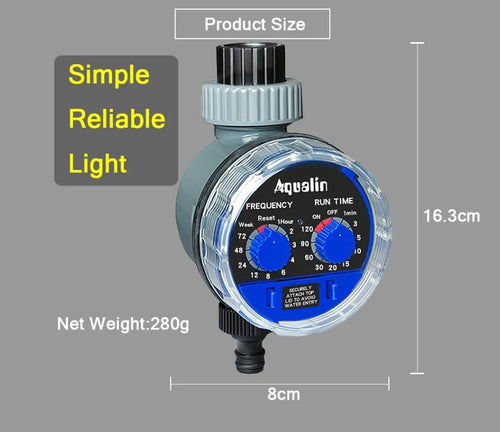 Automatic watering timer device with display and indoor ball valve for 3/4 inch faucet connection