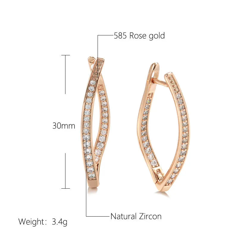 Geometric copper ear drops with zircon accents in H0493 colour
