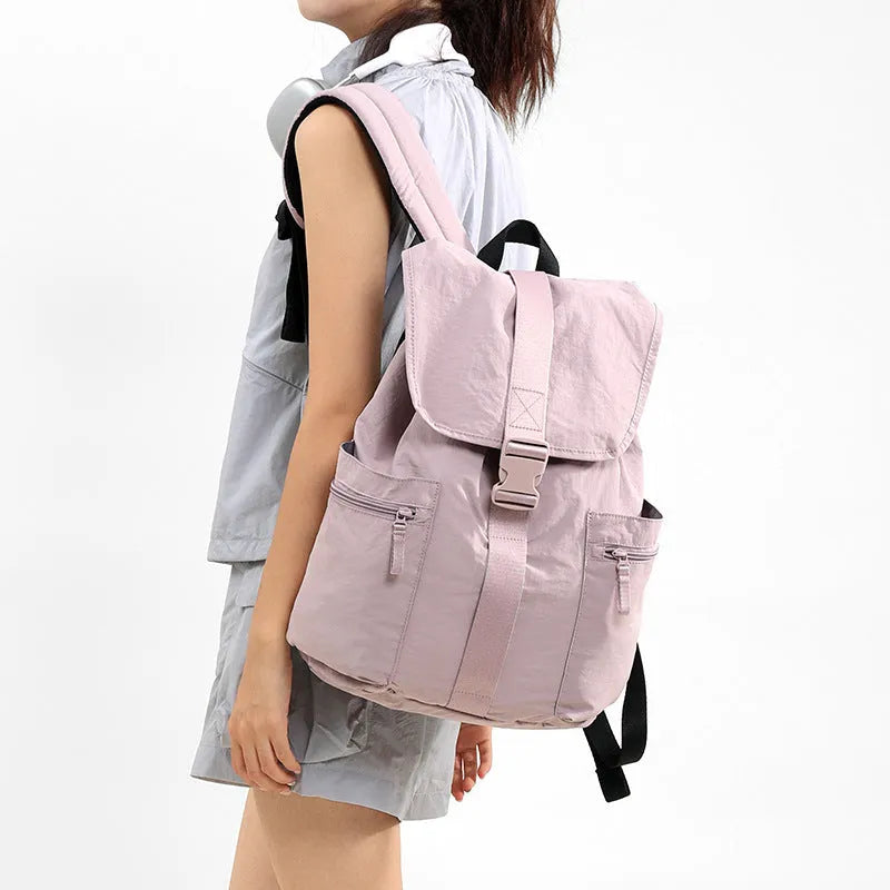 Unisex casual backpack in solid colour, PU exterior, nylon lining