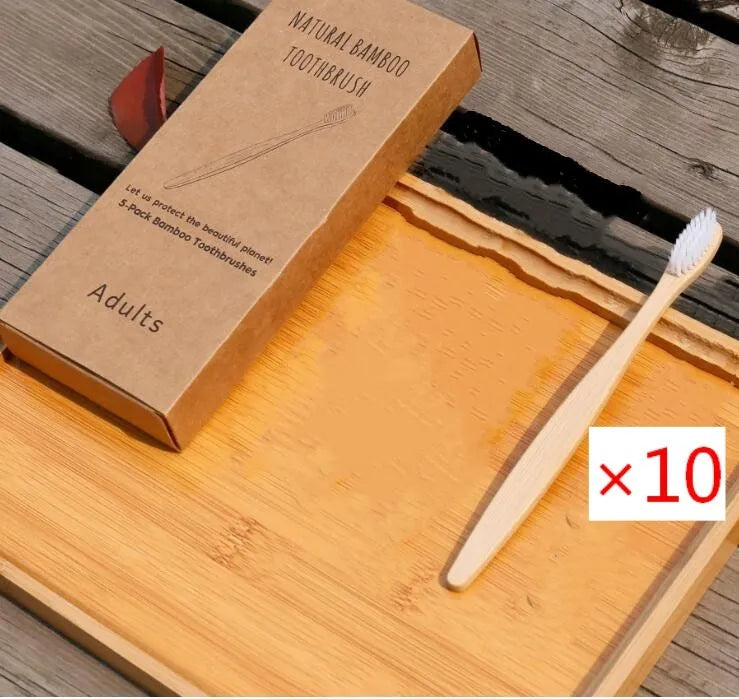 Eco friendly bamboo soft fibre toothbrush with biodegradable handle for adults