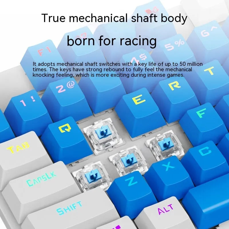 K87 mechanical gaming keyboard with choice of green or red switches in black, white, or coloured options