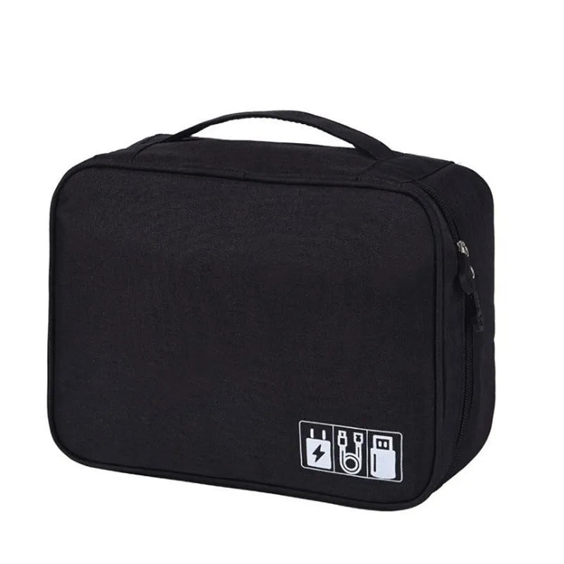 Cationic fabric digital accessories storage bag in multiple colours for cable organisation