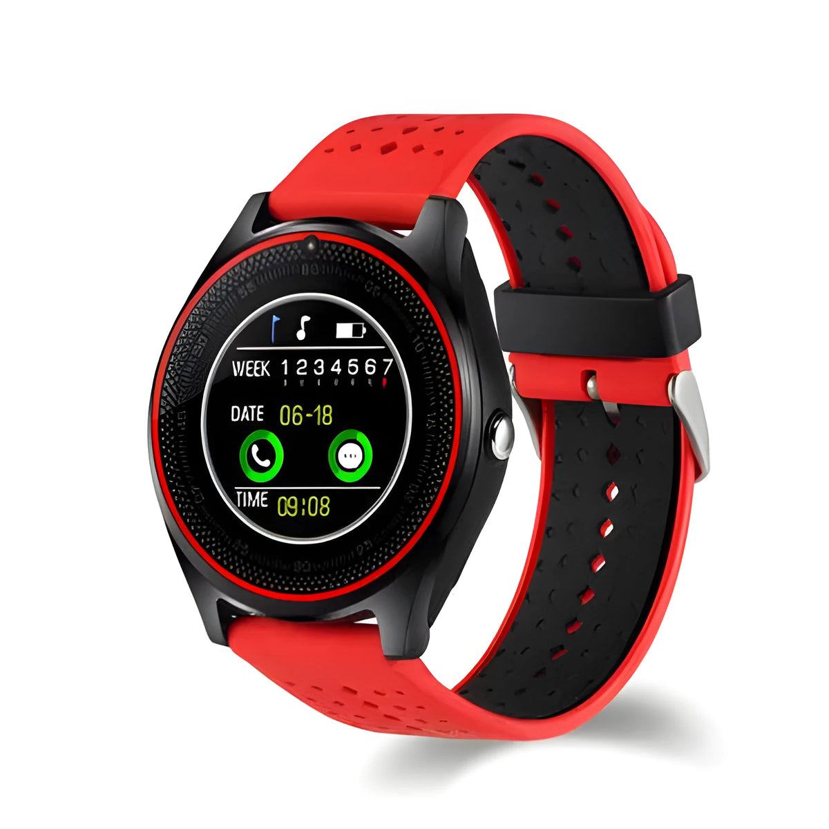 Android smart watch with photo pedometer, 53.0 x 45.0 x 260.0 mm, black blue green red case colours