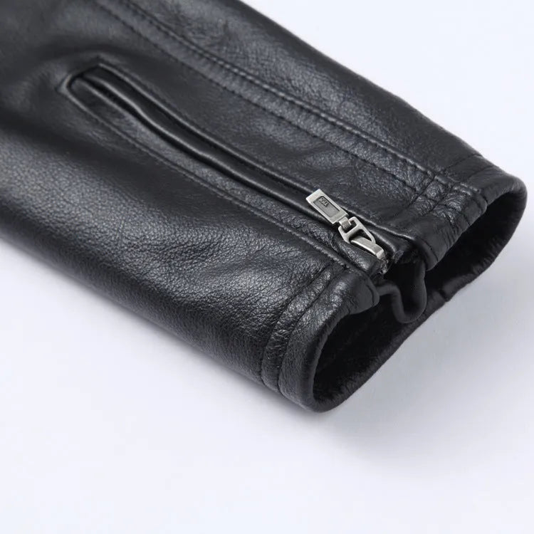 Black polyurethane leather casual jacket for men, Asian sizing available from M to 3XL