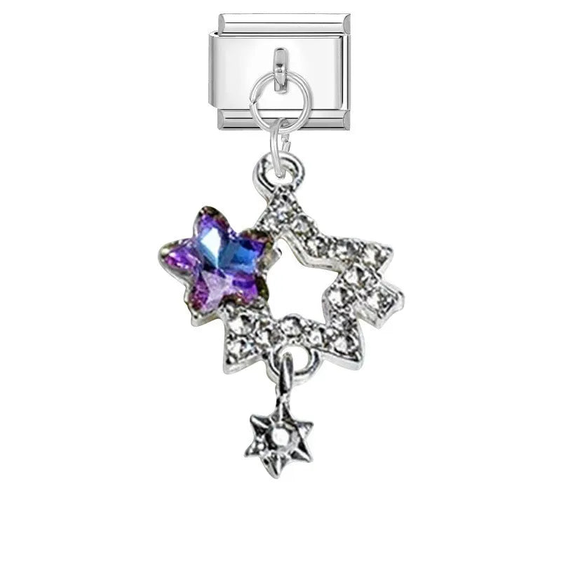 Small stainless steel pendant charm for bracelet modules, 1X0.9cm, electroplated DIY ornament accessory
