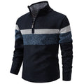 Stand-collar warm knitted sweater pullover in 5029 purplish blue for plus size women