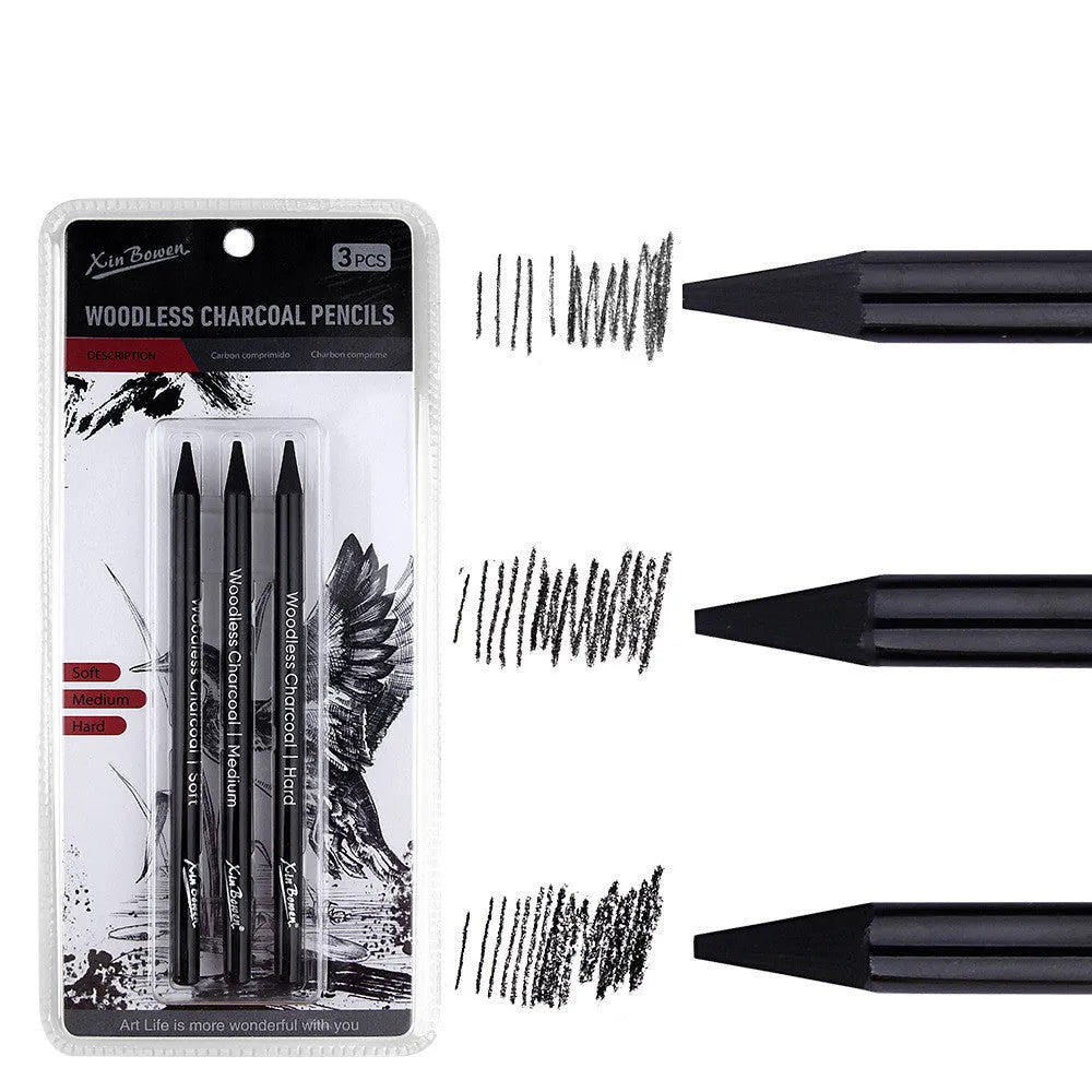 Set of six graphite sketching pencils with grades labelled HB, 2B, 4B, 6B, 8B, and EE.