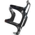 Black all-carbon fibre bicycle water bottle holder with side-pull quick release lever.
