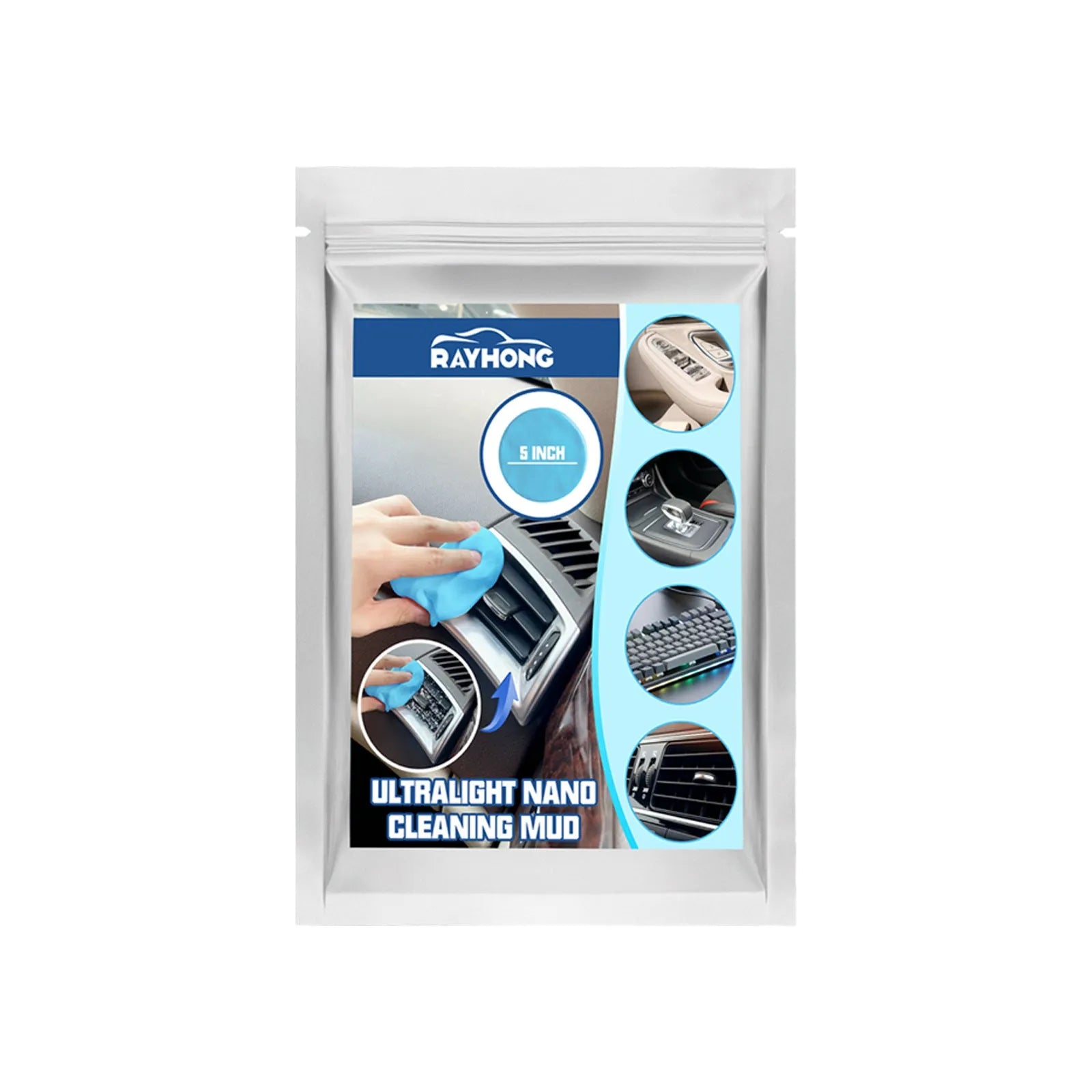 15cm by 10cm slab of car cleaning mud for dust removal from vents and gaps.
