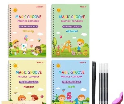 Children's English handwriting practice copybook with groove magic pen and ten refills