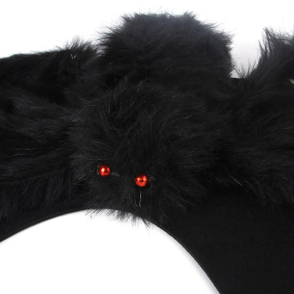 Pet cat dog Halloween spider costume in red and black cotton, available in sizes S M L
