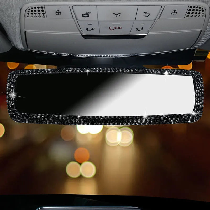 HD plastic diamond rearview mirror decoration in silver diamond piece finish for car interior