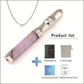 Natural crystal stone double-layer flat mouth respirator pendant necklace for anxiety relief – amethyst colour with gift box and replacement core
