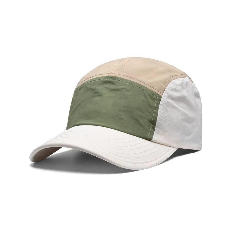 Men's adjustable baseball cap in army green with a curved brim, made from quick-drying cotton-polyester fabric.