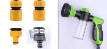 Green high-pressure foam spray gun with adjustable nozzle for car washing and garden use