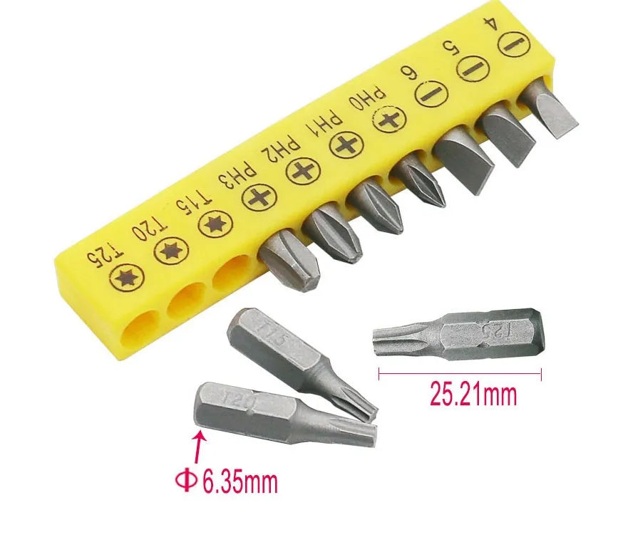 L-type double-headed socket wrench set with drill bits and bit socket attachments made from 45# steel