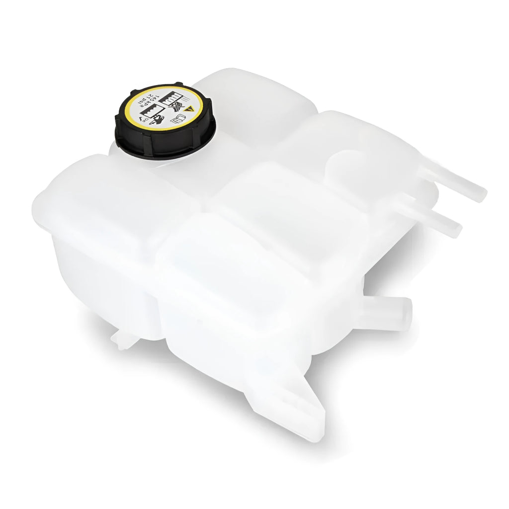 White plastic coolant expansion tank with cap for Ford Focus MK2 2004-2011