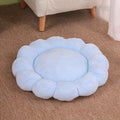 50x50 cm half-surrounded pet bed in blue with plush fabric for dogs and cats