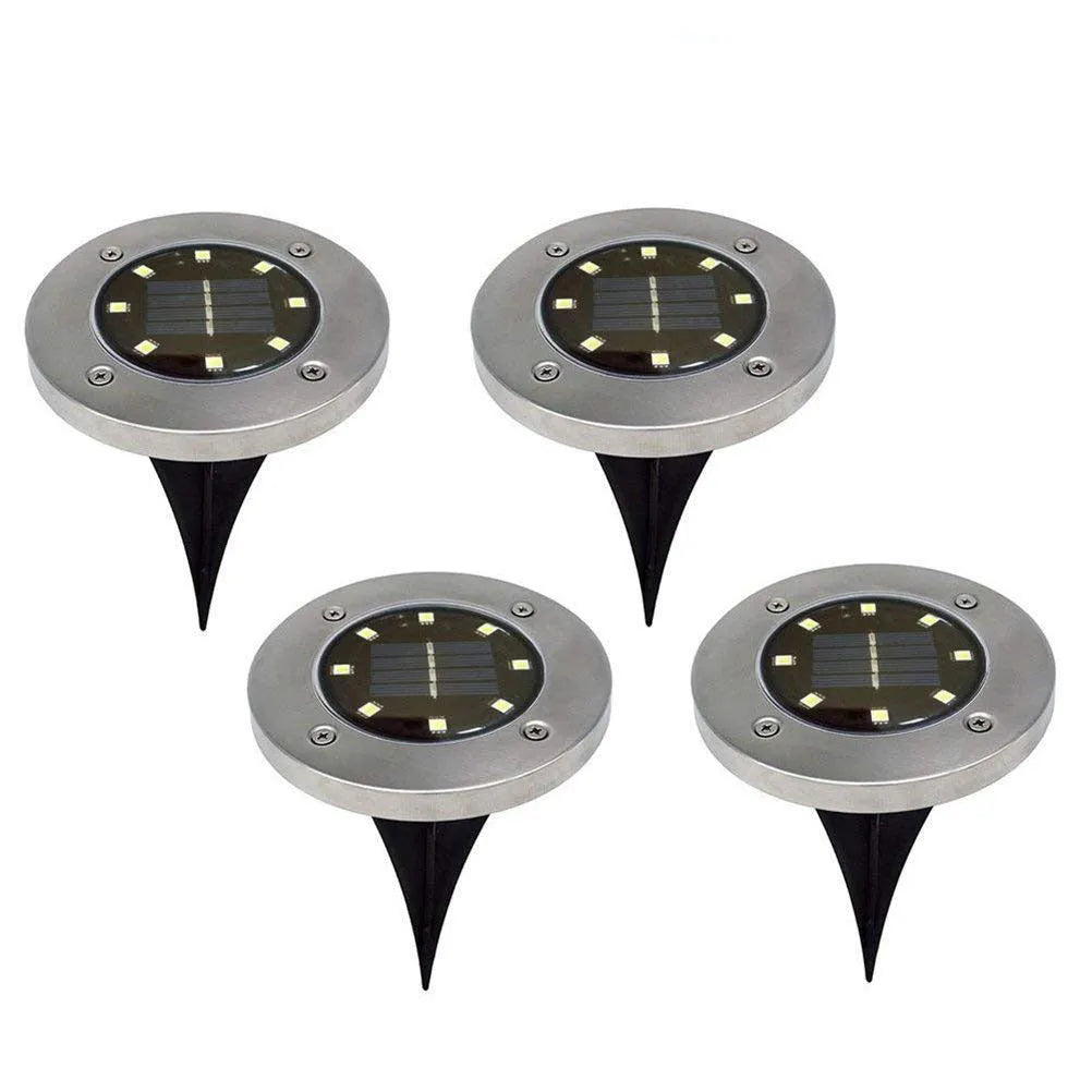 8LED solar underground light stainless steel lawn lamp 4-pack outdoor garden pathway lighting