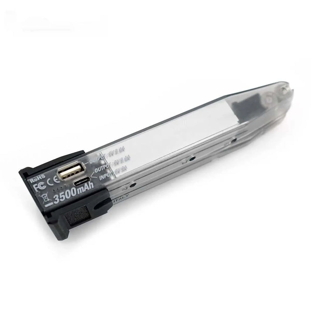 Tactical power bank 3500mAh 18.5W PD3.0 with wind clip and decorative bullets, 160x50x5mm plastic shell