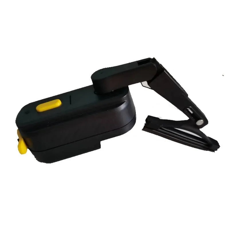 Black plastic 800mA motorcycle helmet wiper motor with attached 65mm rubber blade.