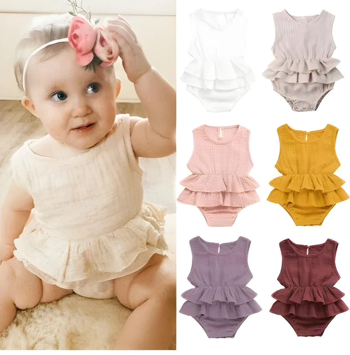 100% cotton sleeveless pettiskirt for baby girls in stripe, pink, white, and other colours, sizes 70cm to 100cm