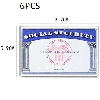 Clear PVC social security card holder measuring 9.7 by 5.9 centimetres