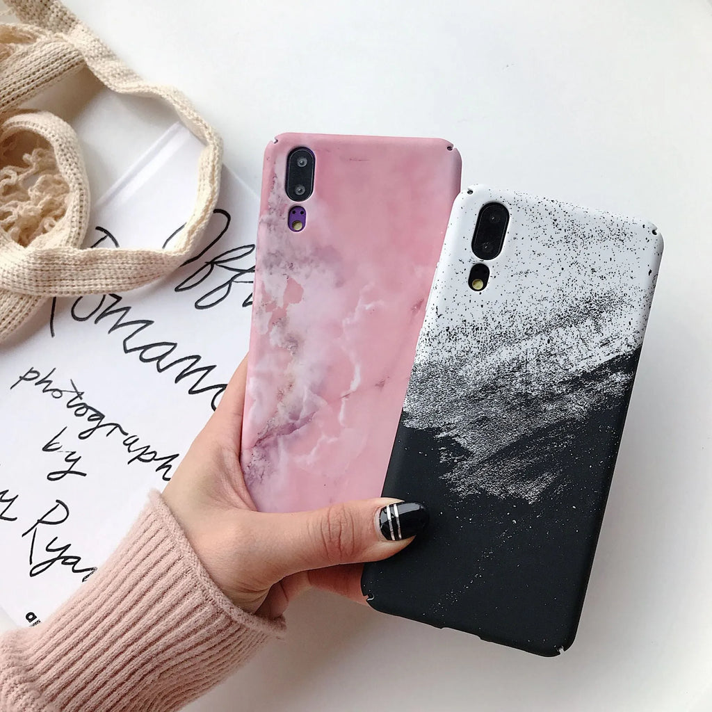 Black and pink painted polycarbonate back cover cases for Huawei P20 and Honor10 phones