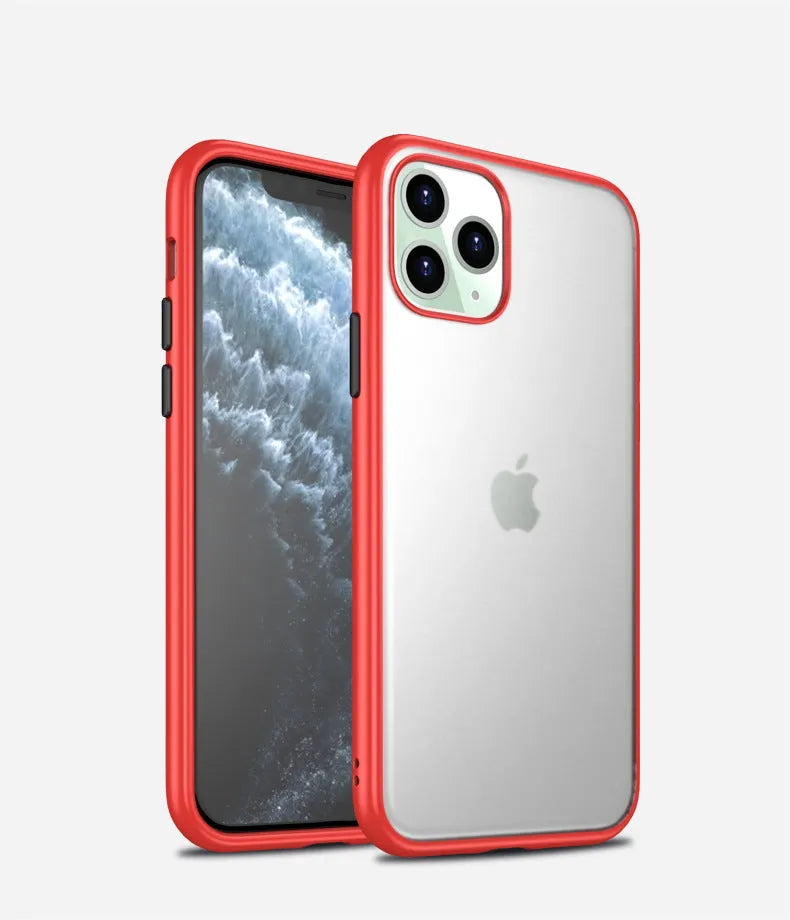 Frosted TPU protective back cover for iPhone 11 with scratch-resistant PC layer and corner airbags