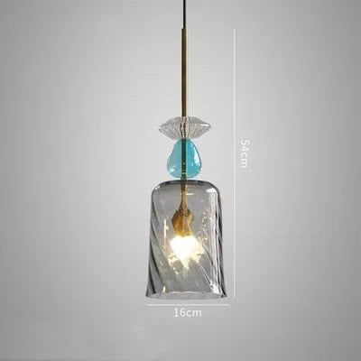 Glass bar counter chandelier with macarons candy design and adjustable height