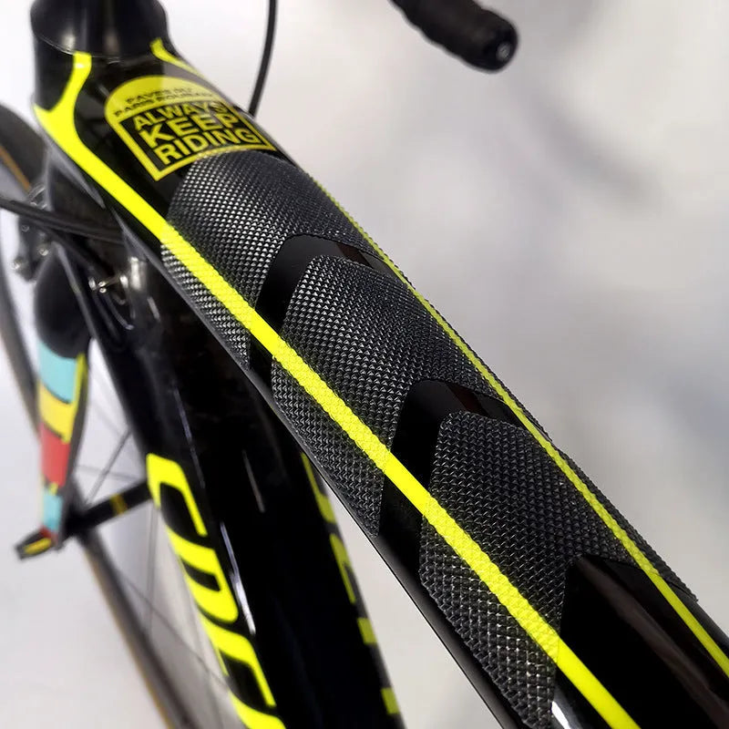 Mountain bike frame protective film in various pattern options including Charming Girl and Magic Big Mouth designs