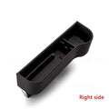 PU leather car seat gap storage box in black, universal fit, 26 x 16.5 x 20cm, with coin and cup holder sections