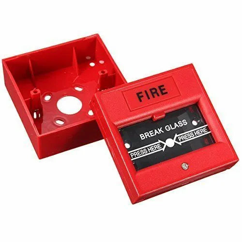Red wired fire alarm button, 24VDC manual call point with fireproof housing